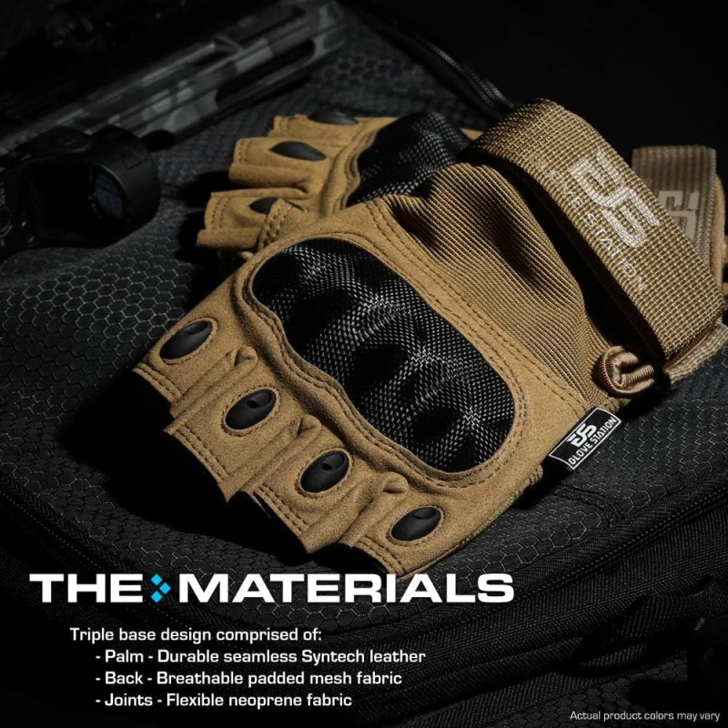Glove Station- Fingerless Knuckle Tactical Gloves for Men