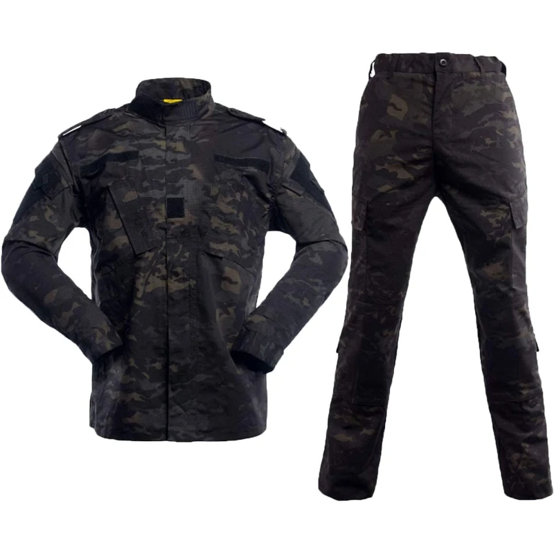 LANBAOSI Men’s Tactical Jacket and Pants Military Hunting ACU Uniform 2PC Apparel Suit