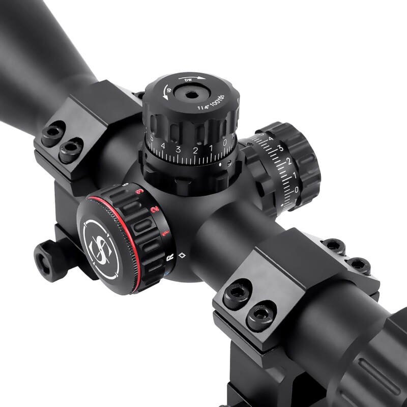 SNIPER MT 6-24×50 Rifle Scope with Red/Green/Blue Illuminated Reticle Riflescope, Adjustable Objective