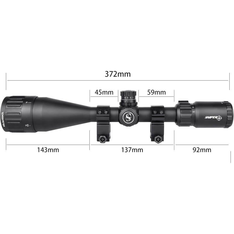 SNIPER MT 6-24×50 Rifle Scope with Red/Green/Blue Illuminated Reticle Riflescope, Adjustable Objective