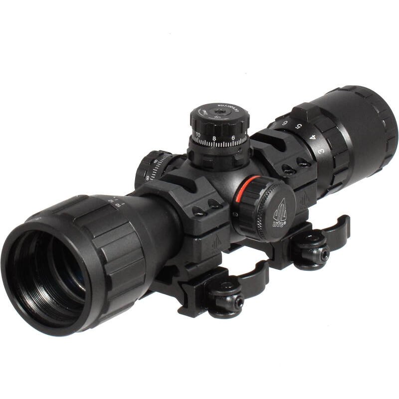 UTG 3-9X32 1″ BugBuster Scope, AO, RGB Mil-dot, QD Rings , Black
