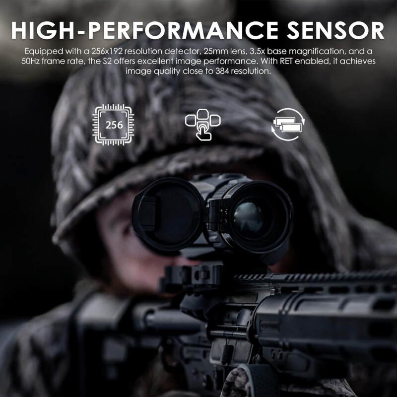 RIX Storm-S2 12um 256 Thermal Scope 25mm Thermal Imaging RifleScope, 50Hz Refresh Rate, Thermal Scope with 1422 Yards Detection Range and 3.5X Base Magnification, 0.9lb