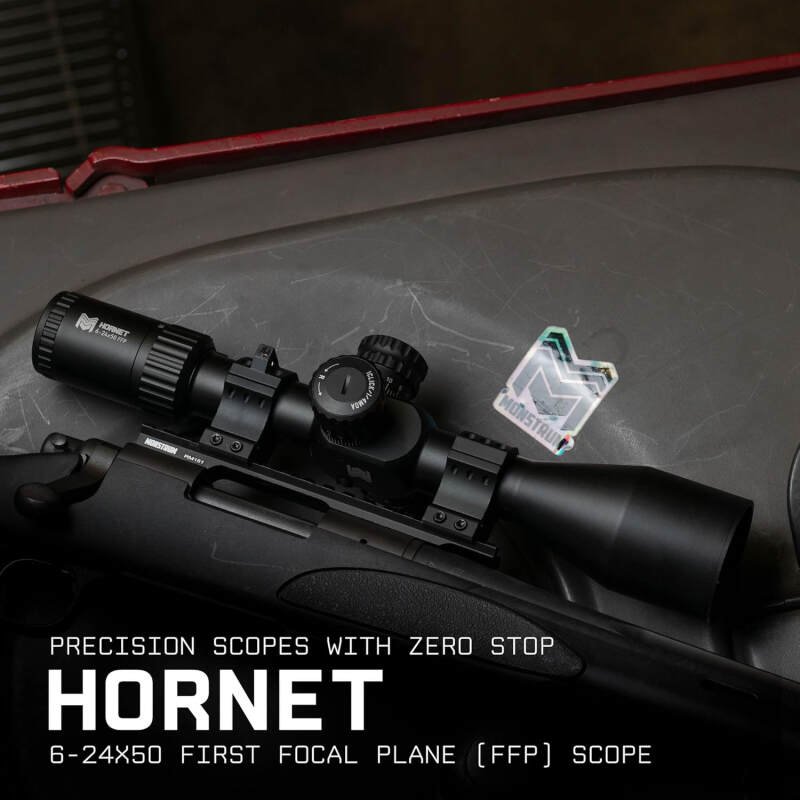 Monstrum Hornet 6-24×50 FFP Rifle Scope | Includes Zero Stop, Scope Level, and Detachable Sunshade