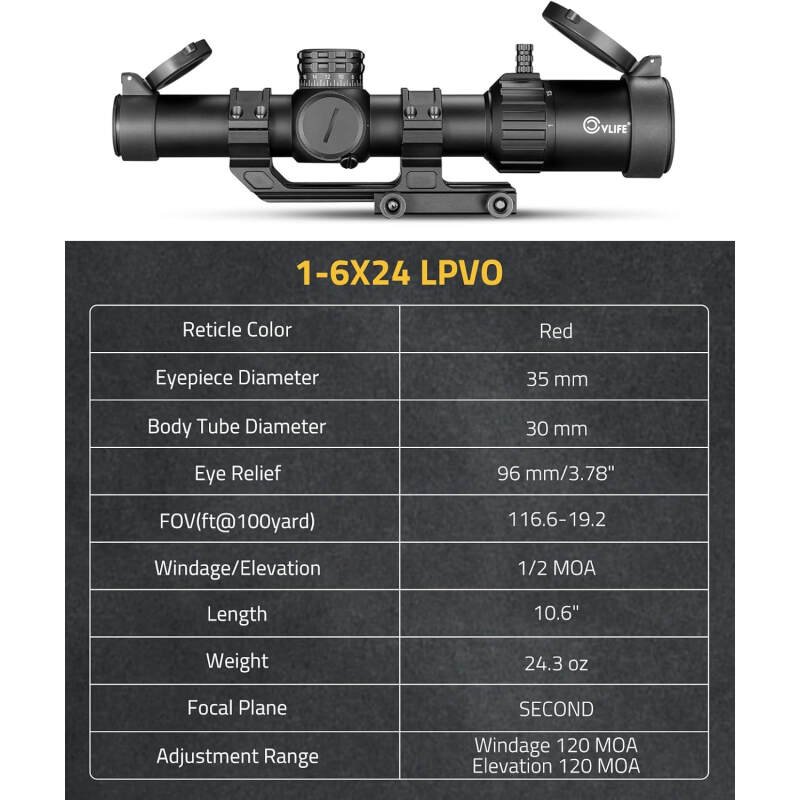 CVLIFE EagleTalon LPVO Rifle Scope with 30mm Cantilever Mount, Illuminated BDC Reticle for .223/5.56 and .308/7.62