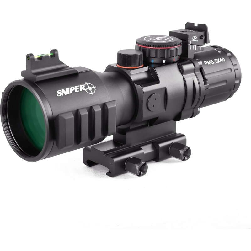 GII PM3.5X40 Prism Scope Long Eye Relief 3.5x40mm Prism Scope Wide Angle Red/Green/Blue Illuminated