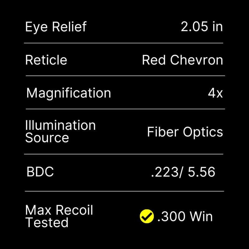 Saturn 4×32 Tactical Rifle Scope, Chevron, BDC .223/5.56, with Removable Picatinny Rail