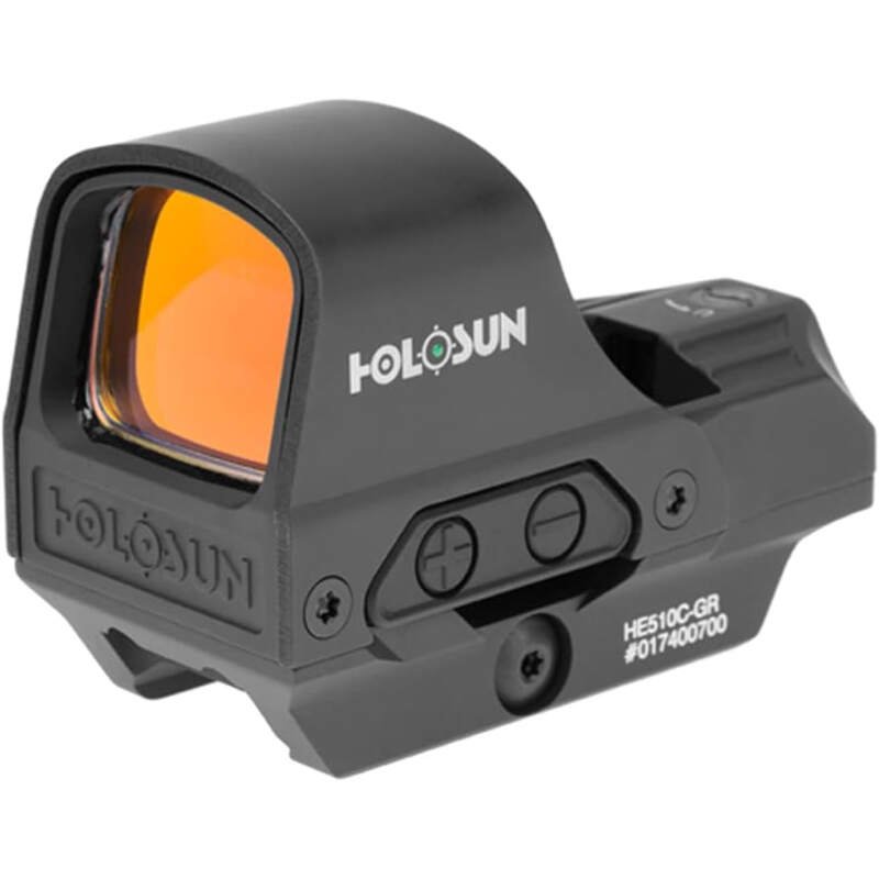 HOLOSUN HE510C-GR / HS510C Multi-Reticle 2 MOA Dot & 65 MOA Circle Open Reflex Sight for Long Guns – Solar FailSafe Shake-Awake Waterproof Sight with 12 Brightness Settings – Red/Green Dot Options