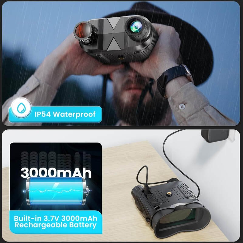 Head-Mounted Night Vision Goggles – Hands Free Rechargeable 1312FT Digital Infrared Night Vision Binoculars for Adults,8xDigital Zoom,Compatible with Fast MICH Helmet,Military Tactical Hunting