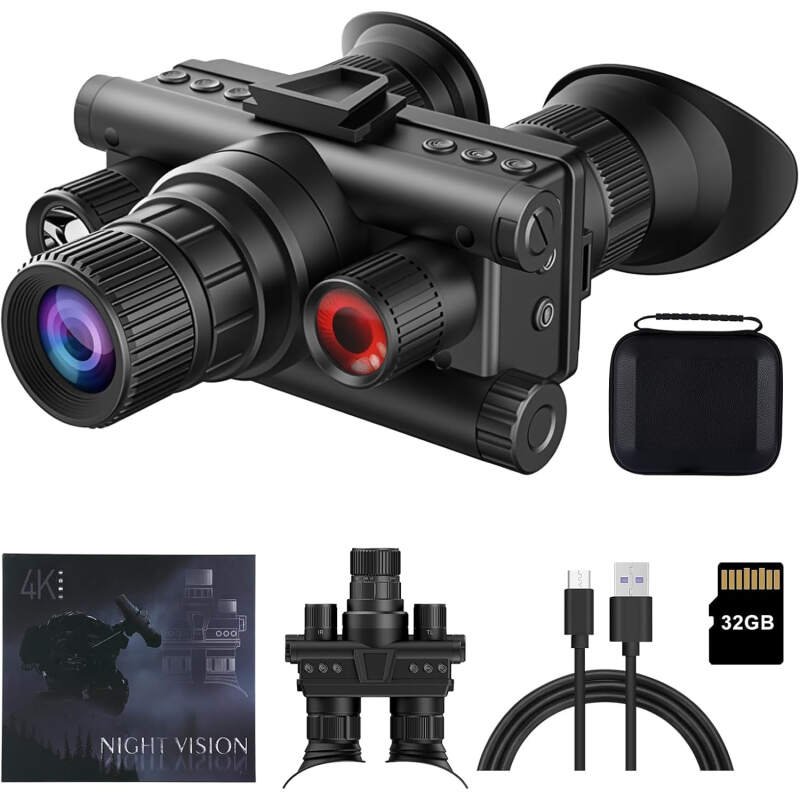 Night Vision Goggles – 4K Night Vision Binoculars 8X Magnification, with 4 Color Modes 8X Magnification,32G HD Recording & Playback for Camping Surveillance
