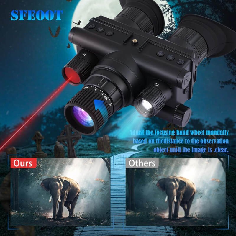 Night Vision Goggles – 4K Night Vision Binoculars 8X Magnification, with 4 Color Modes 8X Magnification,32G HD Recording & Playback for Camping Surveillance