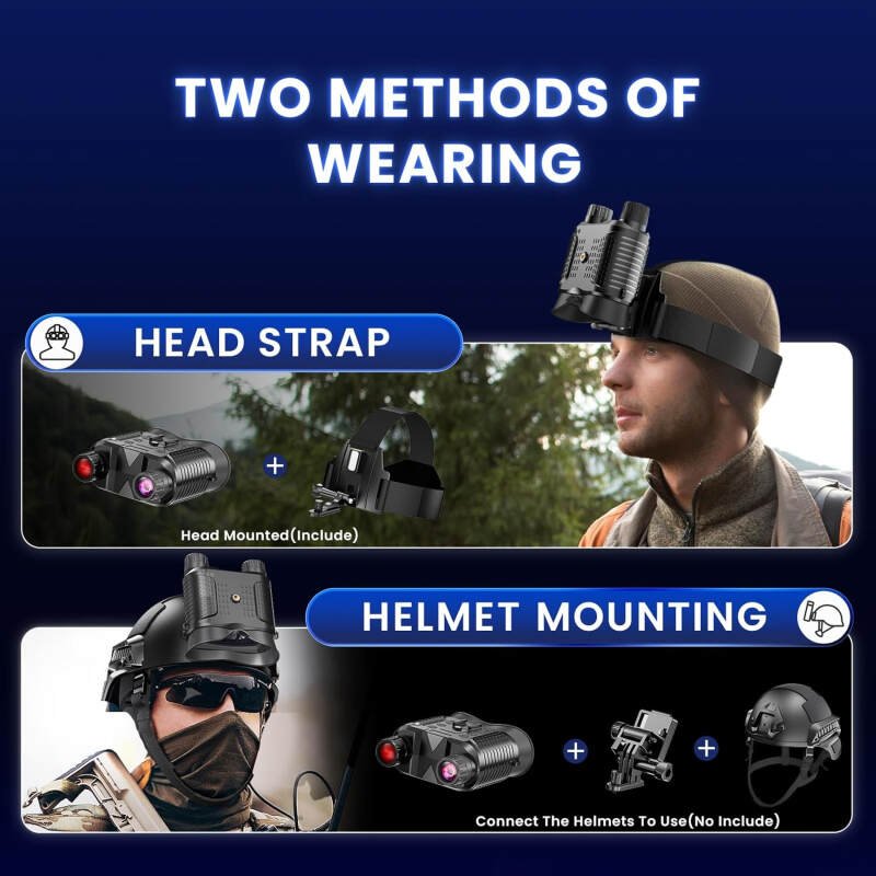 Night Vision Goggles Head Mounted, 1312FT Night Vision Binoculars Compatible with Military Tactical Helmet, Infrared Long Focus 8X Digital Zoom/32GB SD Card, black
