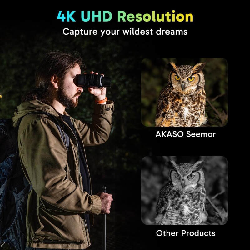 AKASO Seemor-200 Night Vision Goggles – 4K Full Color Night Vision Binoculars for Adults, App-Enabled Photo and Video Saving,AI-ISP 3280FT Viewing Range,16x Digital Zoom for Camping Hiking & Security