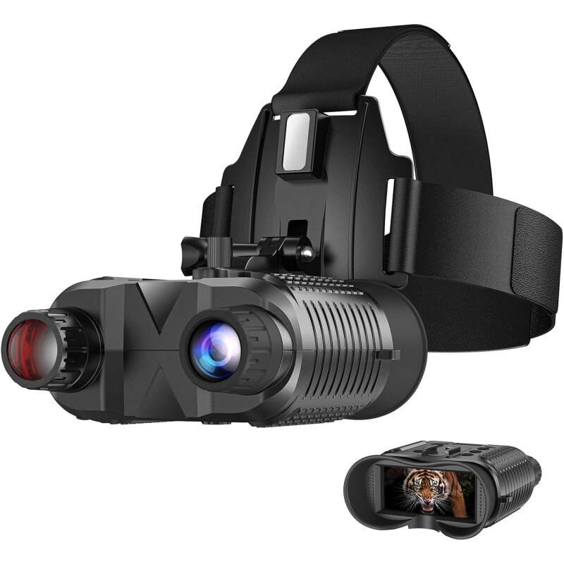 Head-Mounted Night Vision Goggles – Rechargeable Hands Free Night Vision Binoculars Goggles,1312FT Digital Infrared Viewing for Adults,Include 32GB SD Card,8X Digital Zoom