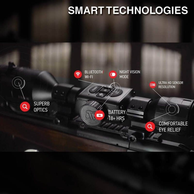 ATN X-Sight Pro Smart Day/Night Hunting Scope w/Ballistics Calc, 3864×2218 Resolution, Video Record, Wi-Fi, 18hrs+ Battery