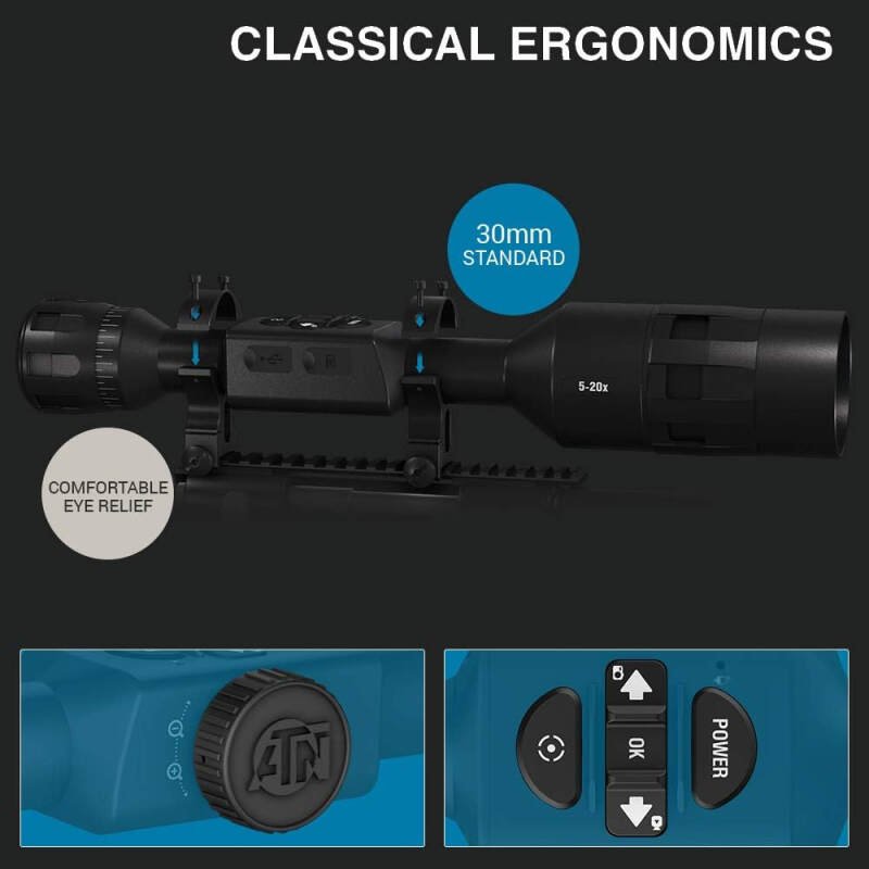 ATN X-Sight Pro Smart Day/Night Hunting Scope w/Ballistics Calc, 3864×2218 Resolution, Video Record, Wi-Fi, 18hrs+ Battery