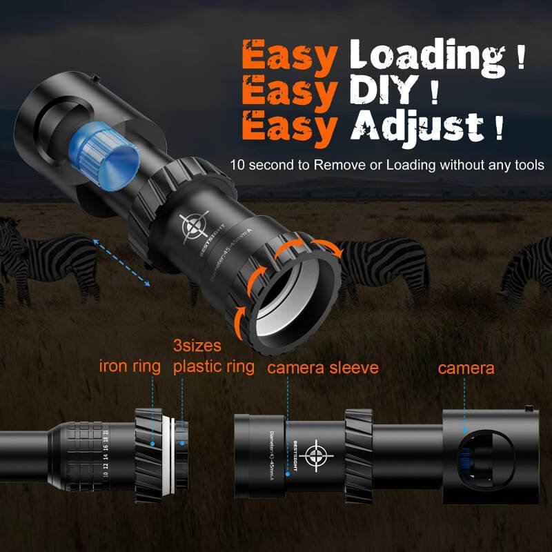 BESTSIGHT Night Vision Scope,DIY Night Vision(Day and Night),Quick Installation Barrle,5″ Display Screen with 5w 850nm Infrared Illuminator,View 200m in Night,for 38-44mm Eyepiece Scope (TMNV01P)