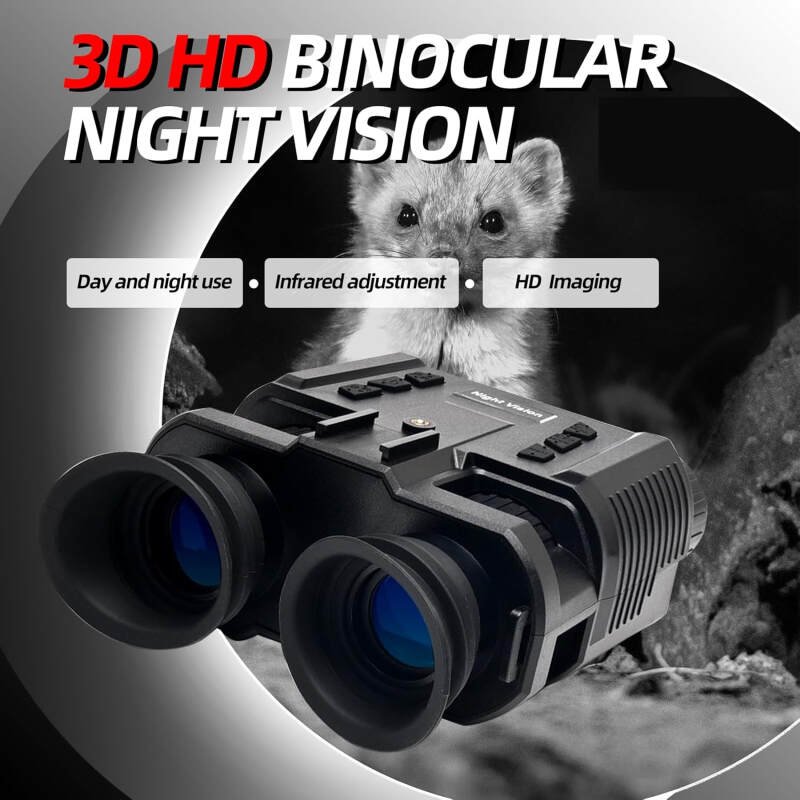BINOCK NV8000 Night Vision Goggles Head-Mounted, 3D Naked-Eye Display Infrared Night Vision Binoculars for Helmet with 7 Level Brightness Adjustment, Waterproof Night Vision Device for Adults