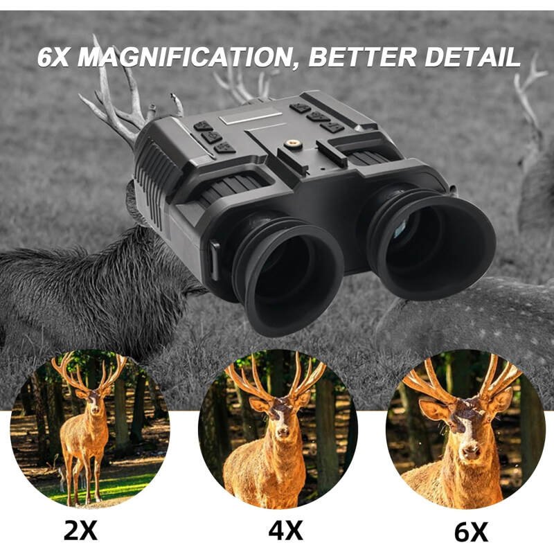 BINOCK NV8000 Night Vision Goggles Head-Mounted, 3D Naked-Eye Display Infrared Night Vision Binoculars for Helmet with 7 Level Brightness Adjustment, Waterproof Night Vision Device for Adults