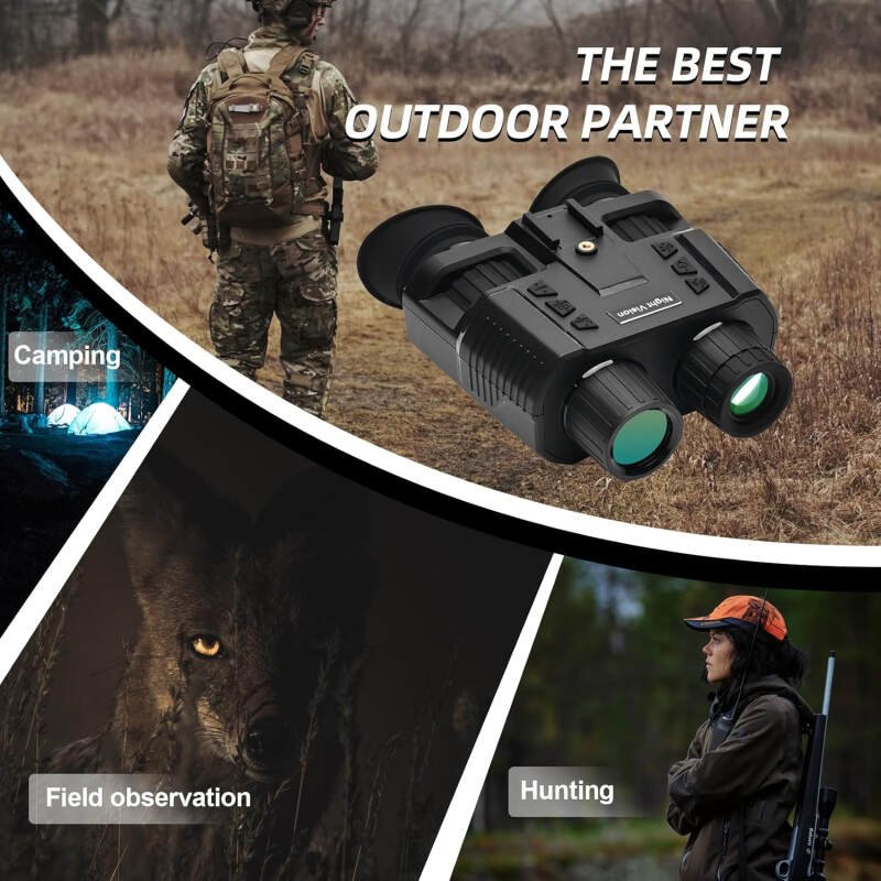 BINOCK NV8000 Night Vision Goggles Head-Mounted, 3D Naked-Eye Display Infrared Night Vision Binoculars for Helmet with 7 Level Brightness Adjustment, Waterproof Night Vision Device for Adults