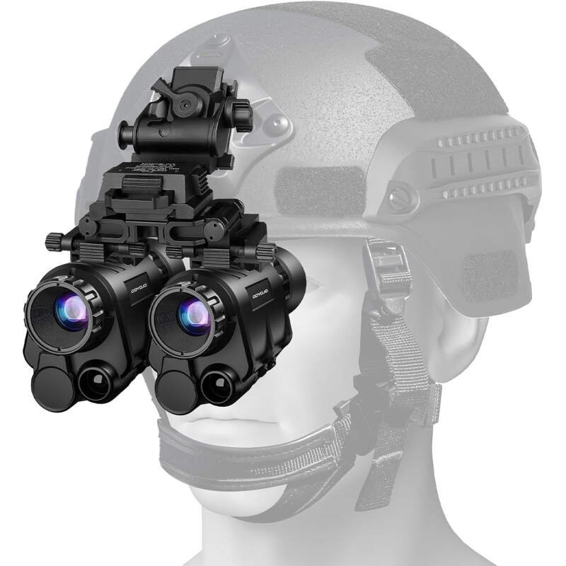 NVG 2K Digital Night Vision Binoculars & Scope, Dual-Tube Helmet Mountable Night Vision with 4 Color Modes/4X Magnification, HD Recording & Playback for Hunting (Helmet Not Included)