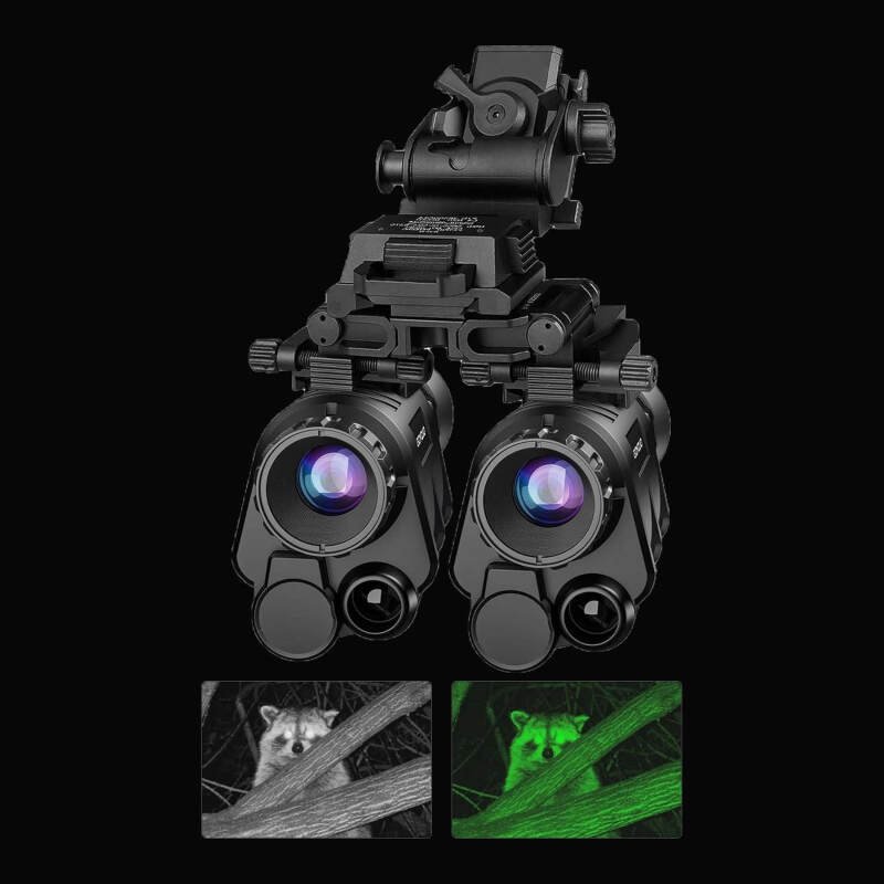 NVG 2K Digital Night Vision Binoculars & Scope, Dual-Tube Helmet Mountable Night Vision with 4 Color Modes/4X Magnification, HD Recording & Playback for Hunting (Helmet Not Included)