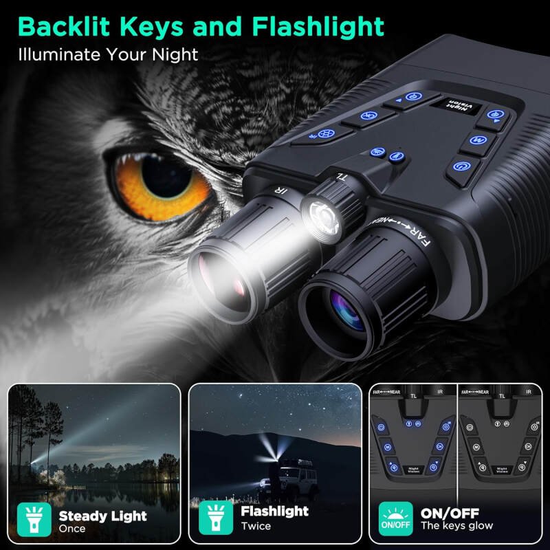 Night Vision Goggles, 58MP Full-Color 4K Night Vision Binoculars with 10000mAh Fast Charging Battery, 64GB Card, 3.99″ Screen and 1968FT Viewing Range for Camping Hunting & Security(Black)