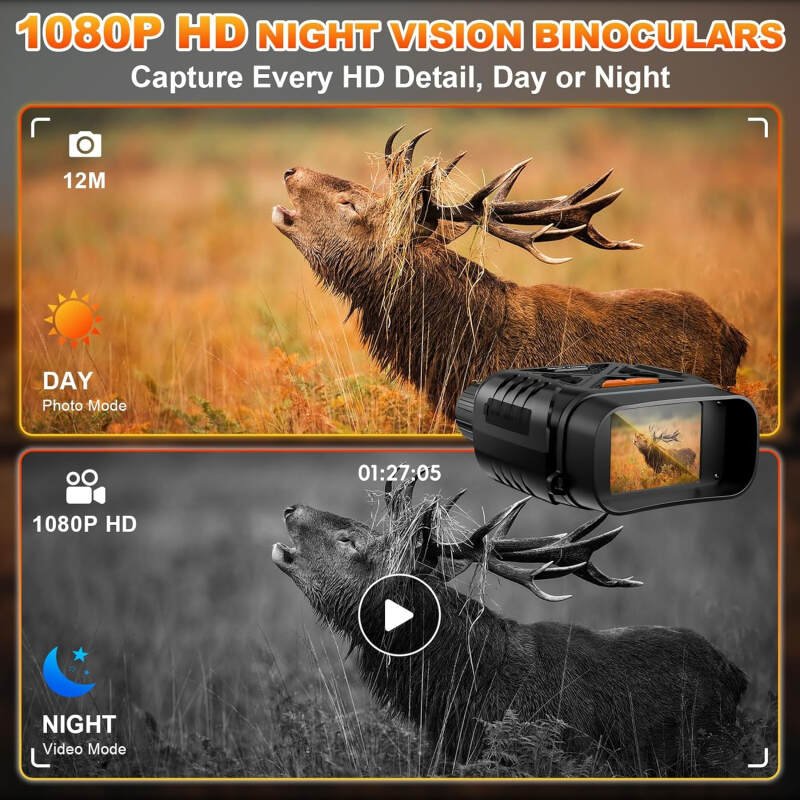 Night Vision Goggles, 2624FT Night Vision Binoculars for Adults, Infrared Night Vision with 32GB TF Card for Photos and Videos, 10X Digital Zoom, Infrared Binoculars for Hunting, Camping and Travel