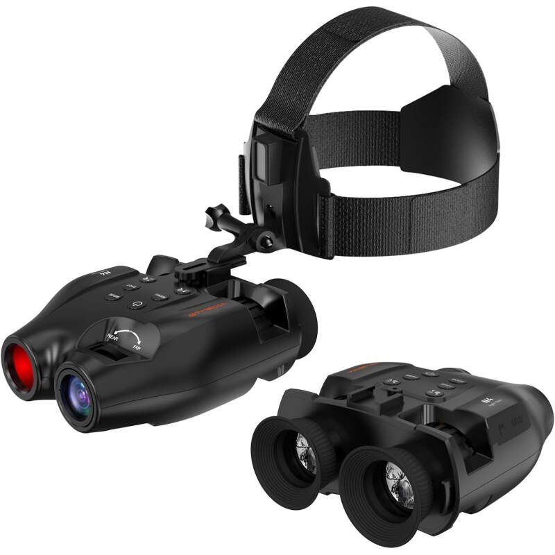 Night Vision Goggles Head Mounted, Rechargeable Hands Free Night Vision Binoculars, 984FT Infrared Night Vision Binoculars for Hunting, Binoculars can Save Photo and Video with 32GB TF Card Head Strap