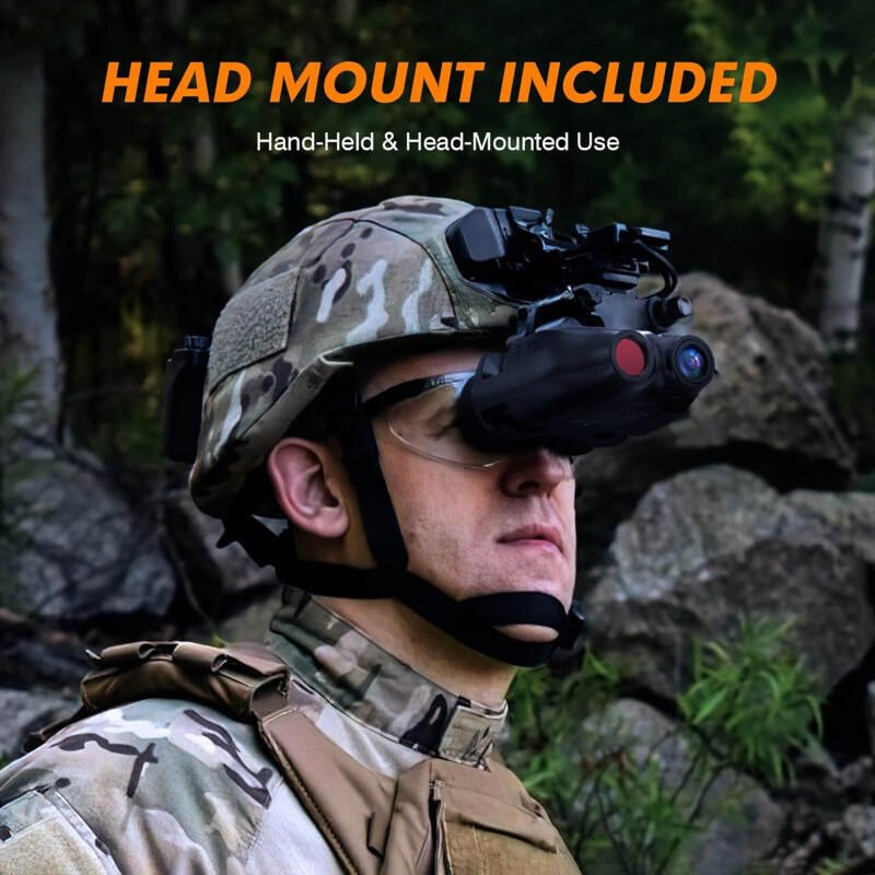 Night Vision Goggles Head Mounted, Rechargeable Hands Free Night Vision Binoculars, 984FT Infrared Night Vision Binoculars for Hunting, Binoculars can Save Photo and Video with 32GB TF Card Head Strap