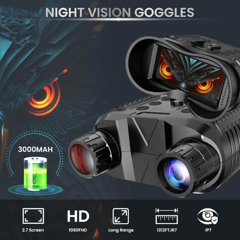 Night Vision Goggles（2nd Generation Upgrade）-Night Vision Binoculars,1312FT Digital Infrared Head Mounted Night Vision,Compatible with Military Tactical FastMICH Helmet