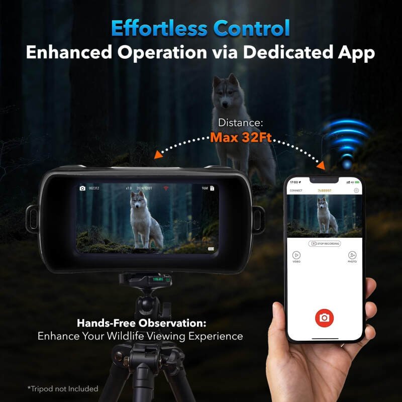 GTHUNDER Night Vision Goggles, Night Vision Binoculars – 4K UHD Video, 52MP Photos, App Remote Control, 10X Zoom, 4″ HD Screen, 984ft, 7-Level IR, 4000mAh, 32GB Card – Ideal for Hunting & Security