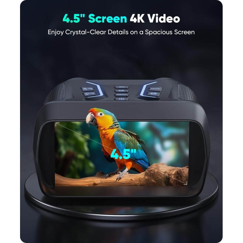 Night Vision Goggles – 4K Night Vision Binoculars for Adults, 4.5” HD Screen with 8X Digital Zoom, Includes 32GB TF Card to Save Photos and Videos, Ideal for Camping, Hunting & Security