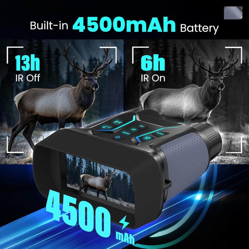 Night Vision Binoculars for Adults & Kids – 4.5” Screen Infrared Night Vision Goggles Camera with Case, 4K Video & 36MP Photos, 8X Digital Zoom, 7-Level Infrared, 4500mAh Battery for Camping,Security