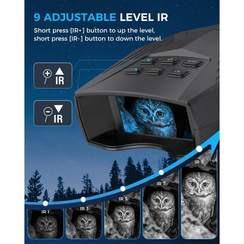 Night Vision Goggles – 5K Night Vision Binoculars for Adults, 5000mAh Rechargeable Infrared Binoculars with 3” Large Screen, 10X Digital Zoom External Flashlight for Camping