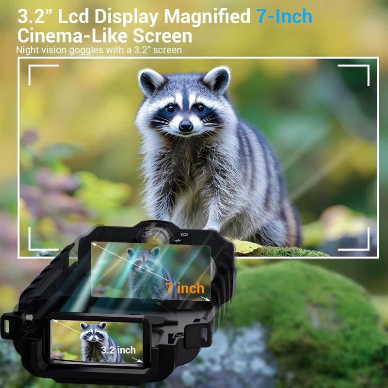 Night Vision Goggles,Pozifu 4K Night Vision Binoculars for Adults,3.2″ LCD Display,8X Digital Zoom Can Save Photo and Video with 64GB TF Card