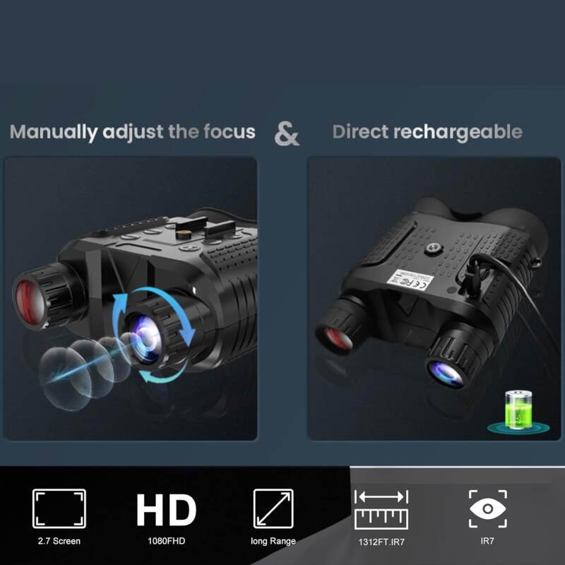 Night Vision Goggles,Rechargeable Night Vision Binoculars for Adults,2.7″Large Screen can Save1080P Video and12M Photo,Compatible with Fast MICH Helmet,Include 32GB SD Card &night vision goggles mount