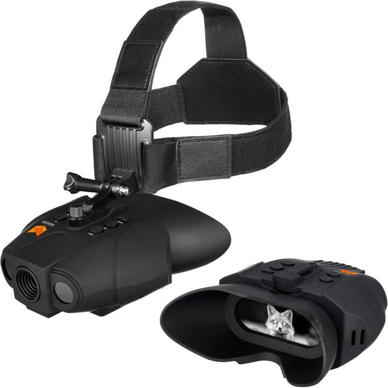 Nightfox Swift USB Rechargeable Night Vision Goggles – Head Mounted, Wide Viewing, 1x Magnification, Close Quarters Tactical Infrared Binoculars for Adults