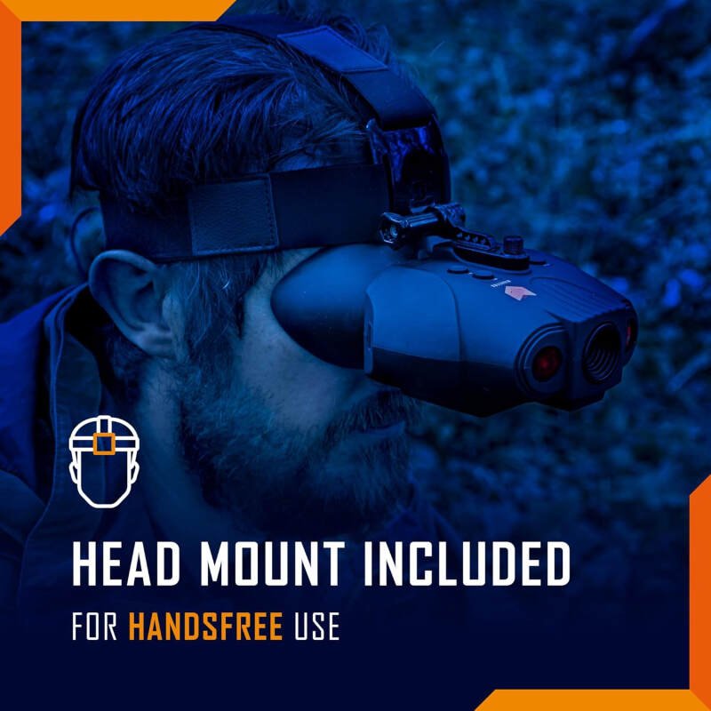 Nightfox Swift USB Rechargeable Night Vision Goggles – Head Mounted, Wide Viewing, 1x Magnification, Close Quarters Tactical Infrared Binoculars for Adults