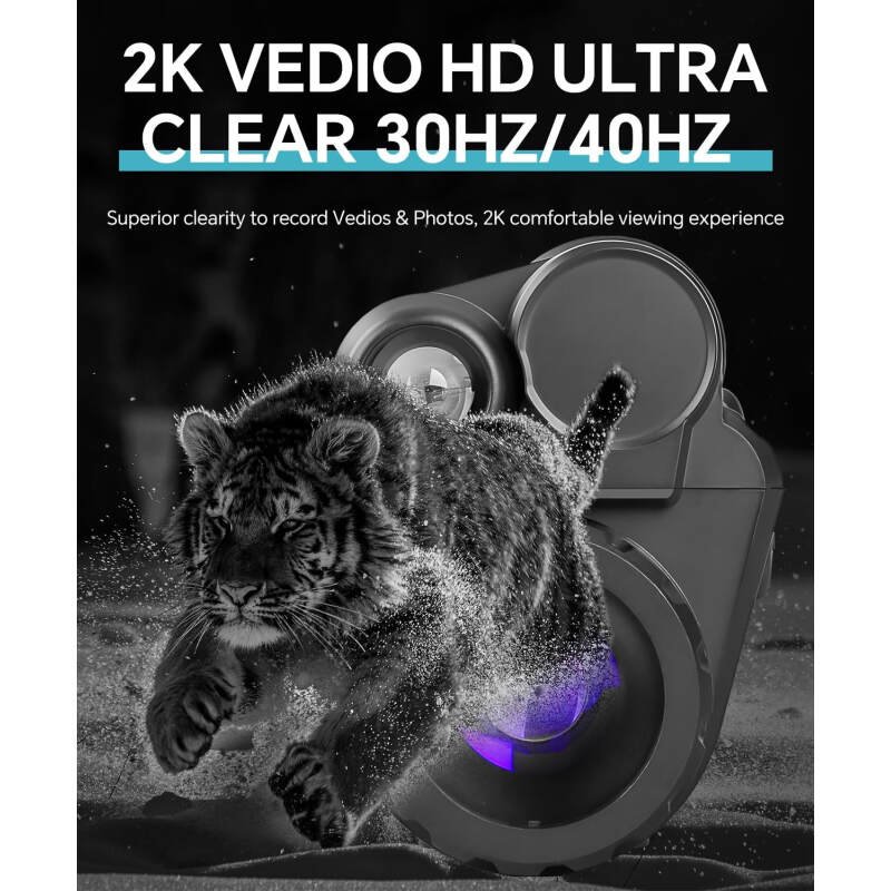 NVG30 Night Vision Goggles Night Vision Monocular,PVS-14 Tactical Helmet Mounted with binoculars,4 Color Modes 4X Magnification,Day&Night Use,HD Record&Playback for Camping Surveillance Wifi