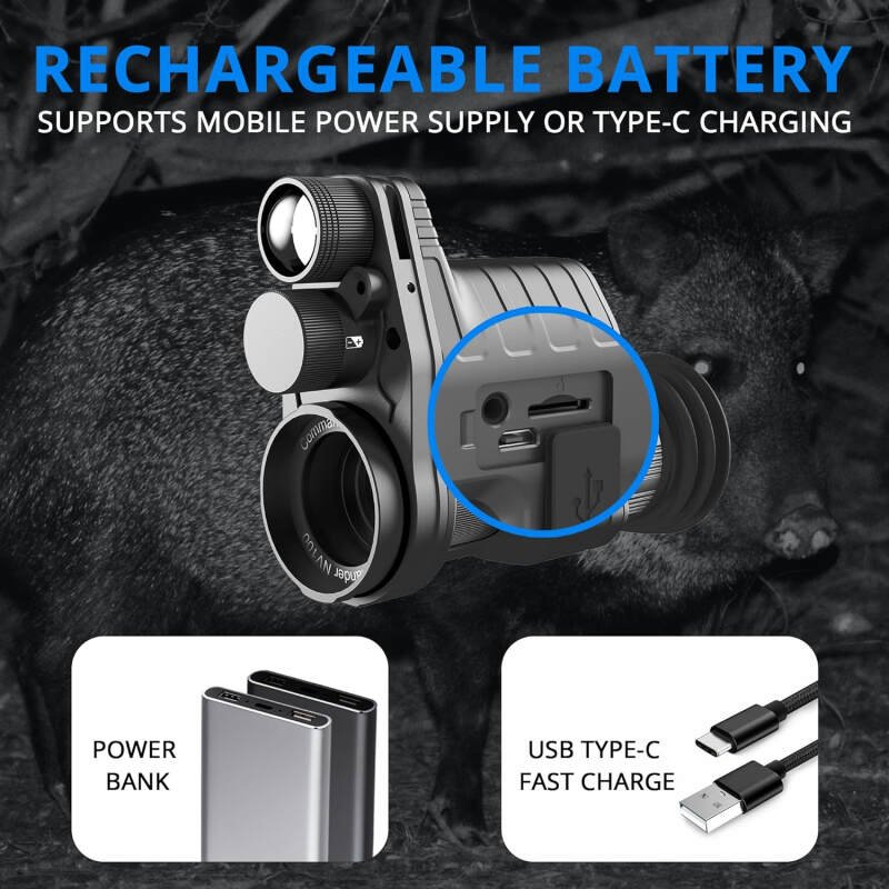 Oneleaf.ai Commander NV100 Digital Night Vision Goggle, Clip on Night Vision Monocular for Hunting/Observations, 1080P FHD, 328 Yards Clear Nighttime Viewing Range-16mm