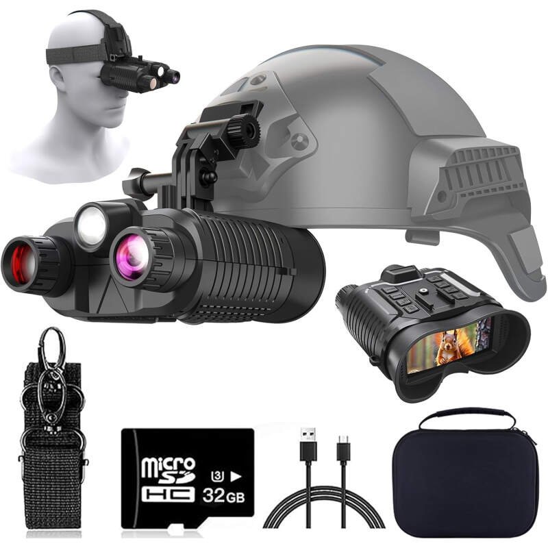 Night Vision Goggles Head Mounted – 4K Night Vision Binoculars 1312ft 8X Digital Zoom, Saves Video and 36M Photos, for Helmets, Long Range IR Night Vision Goggles