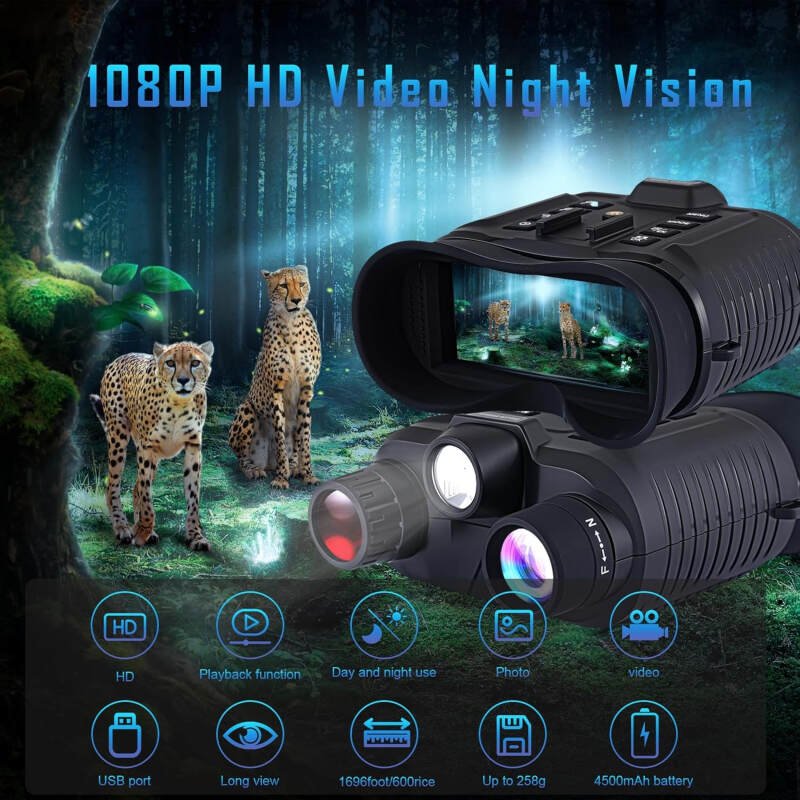 Night Vision Goggles Head Mounted – 4K Night Vision Binoculars 1312ft 8X Digital Zoom, Saves Video and 36M Photos, for Helmets, Long Range IR Night Vision Goggles