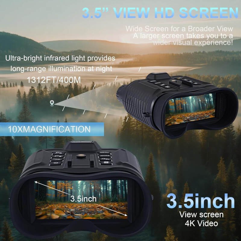 Night Vision Goggles Head Mounted – 4K Night Vision Binoculars 1312ft 8X Digital Zoom, Saves Video and 36M Photos, for Helmets, Long Range IR Night Vision Goggles