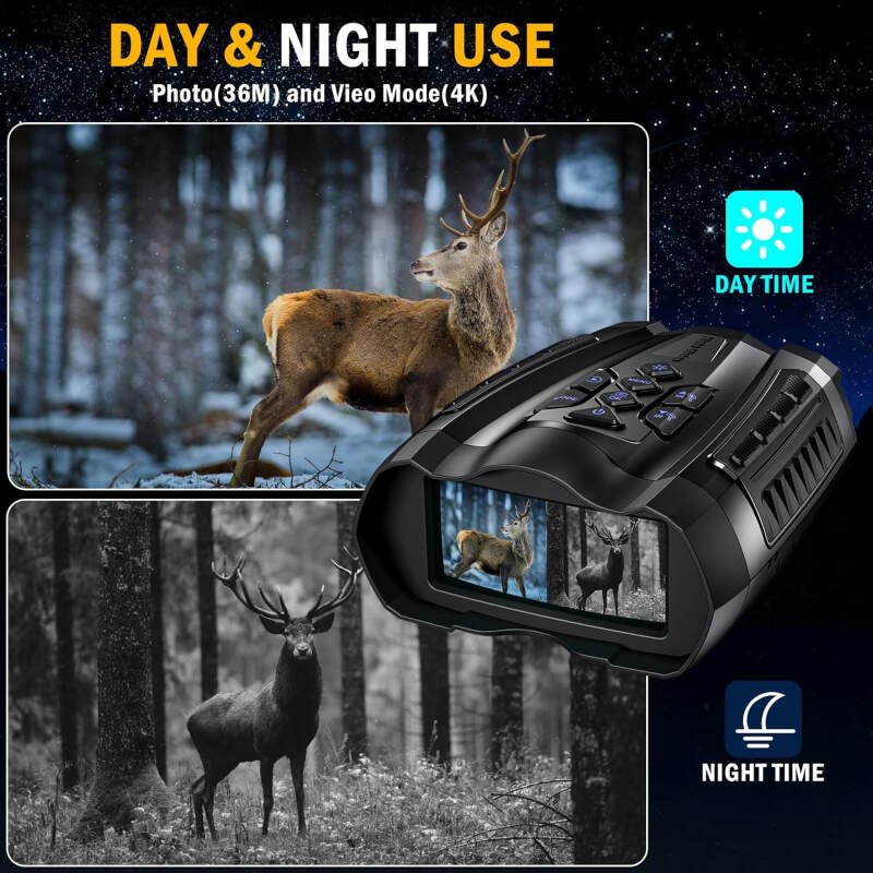 Night Vision Goggles,4K Night Vision Binoculars for Adult with 3.5″ HD Screen,32GB TF Card for Photo and Video,9 Gear Infrared and 10X Digital Zoom for Outdoor Enthusiasts and Animal Watchers