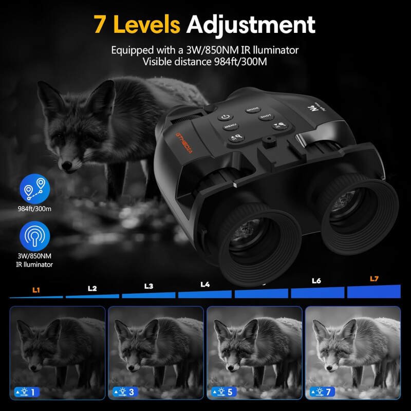 Night Vision Goggles, Head-Mounted Digital Infrared Night Vision Binoculars for Adults, 5X Digital Zoom, HD Large Screen Binoculars Perfect for Hunting Outdoor Observation with 32GB TF Card