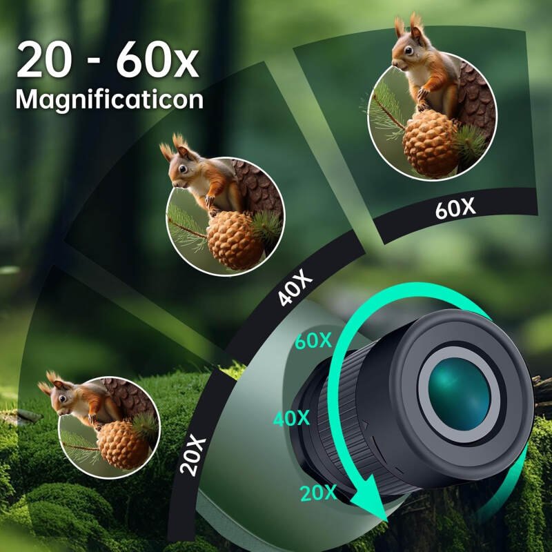 20-60×80 Spotting Scopes with Tripod & Phone Adapter,Advanced Prism for Crisp Imaging,Waterproof Fogproof Design for All-Weather Observation, Perfect for Bird Watching, Hunting & Wildlife Viewing