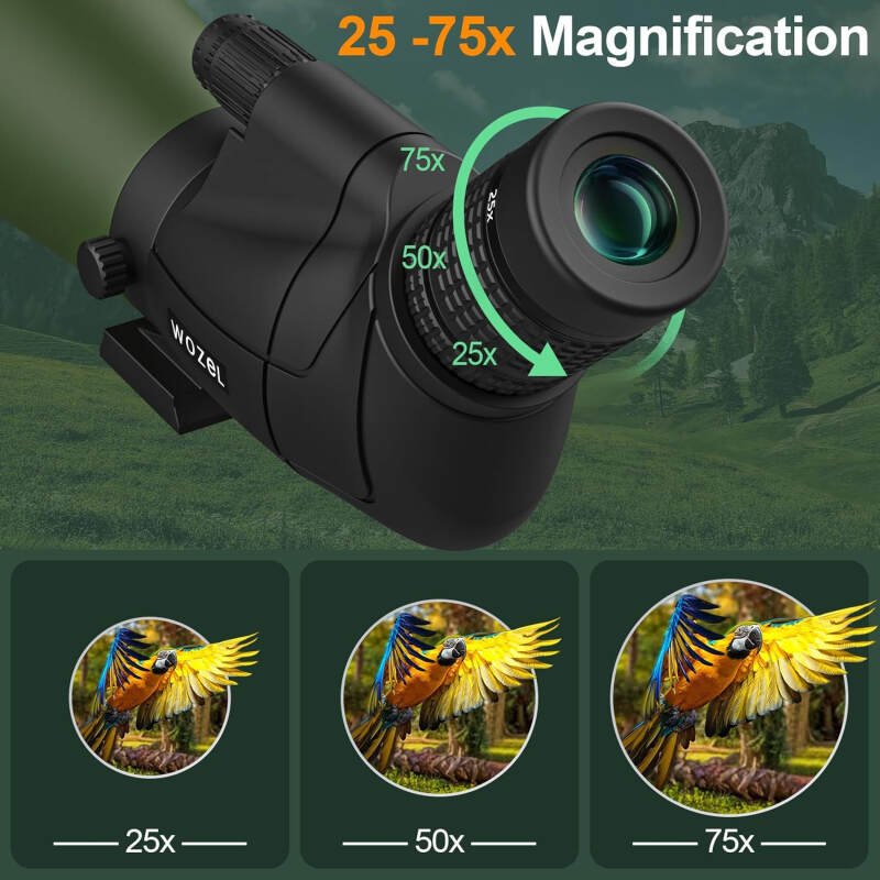 25-75X80/100 Spotting Scopes for Target Shooting – HD Spotter Scope with Tripod Carrying Bag & Smartphone Holder – BAK4 Waterproof Spotting Scope for Bird Watching Hunting Wildlife Viewing