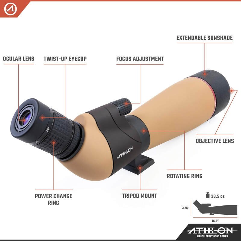 Athlon Optics Talos 20-60×80 Spotter Scope – Durable Outdoor Equipment for Hunting, Shooting Targets & Bird Watching – Spotting Scope Perfect Addition to Hunting Accessories