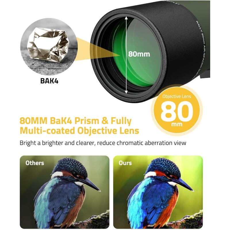 CVLIFE Spotting Scope with Tripod, 20-60×80 Spotter Scope with Phone Adapter, BAK4 High Definition, Wide Field of View, Waterproof Spotting Scopes for Bird Watching, Wildlife Viewing