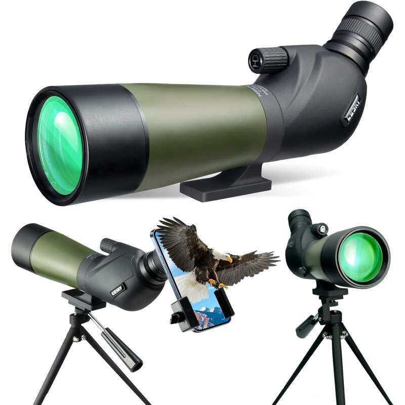 Gosky 20-60×60 HD Spotting Scope with Tripod, Carrying Bag and Scope Phone Adapter – BAK4 45 Degree Angled Spotter Scope Bird Watching Wildlife Scenery